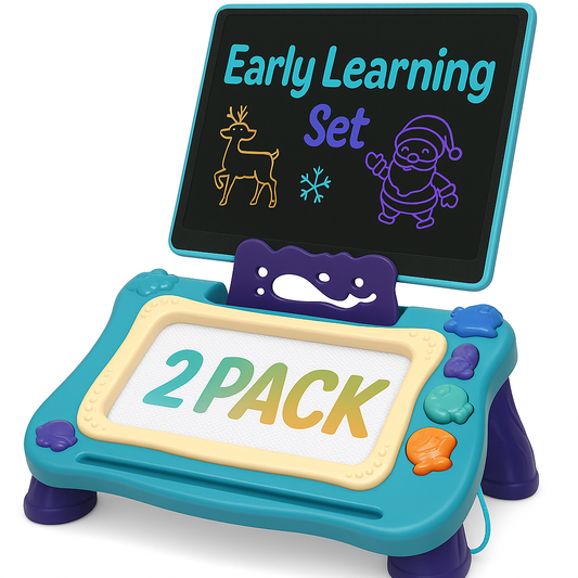 JoyX 2-Pack Drawing Board & LCD Tablet for Kids - Joy-Doodle & Portable LCD Tablet, Colorful Educational Sketch Toys for Toddlers, Early Learning Gift for 1 2 3 4 5 Year Old Boys Girls