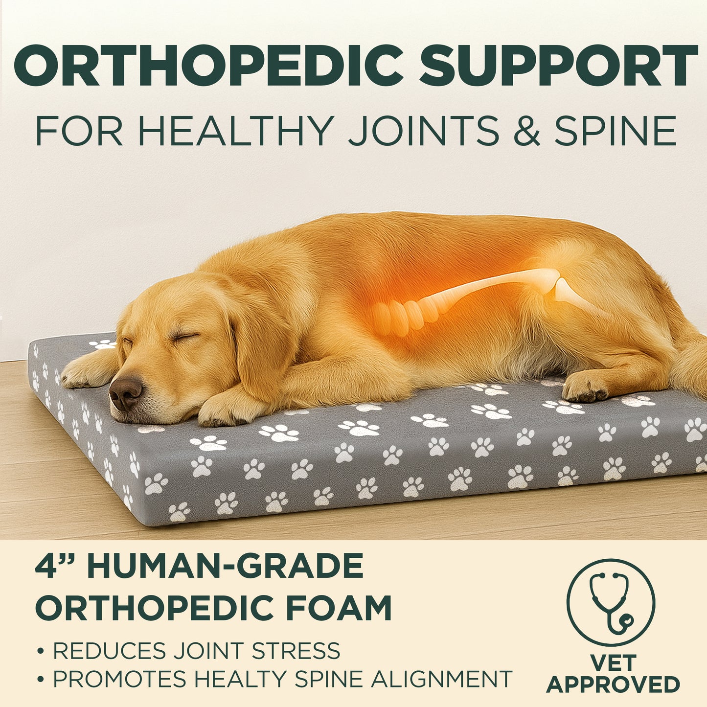 DecorX Human Dog Bed — 60” x 30” Orthopedic Mattress with 100% Cotton Fitted Sheet (Gray)