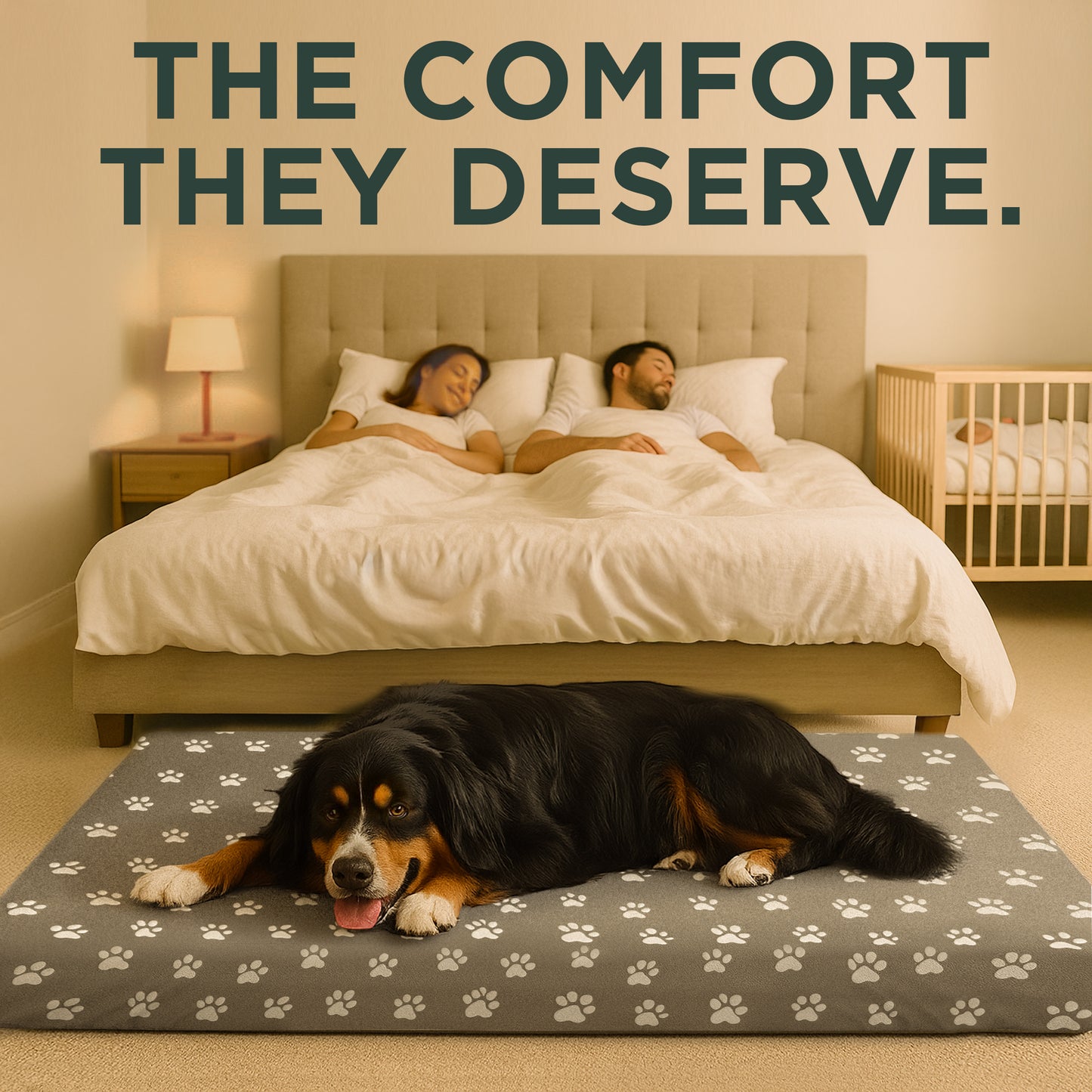 DecorX Human Dog Bed — 60” x 30” Orthopedic Mattress with 100% Cotton Fitted Sheet (Gray)