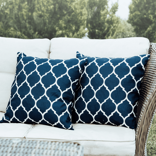 Outdoor Pillow Covers 2 Pack Patio Decorative Accent Throw Pillow Covers Trellis Blue