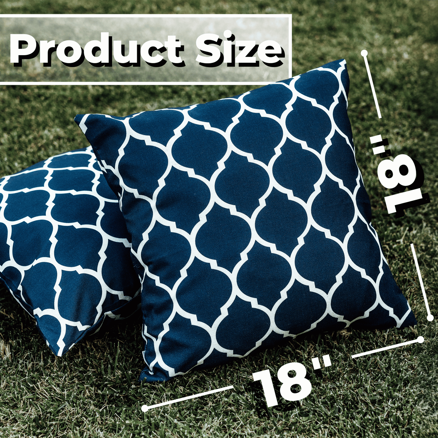 Outdoor Pillow Covers 2 Pack Patio Decorative Accent Throw Pillow Covers Trellis Blue