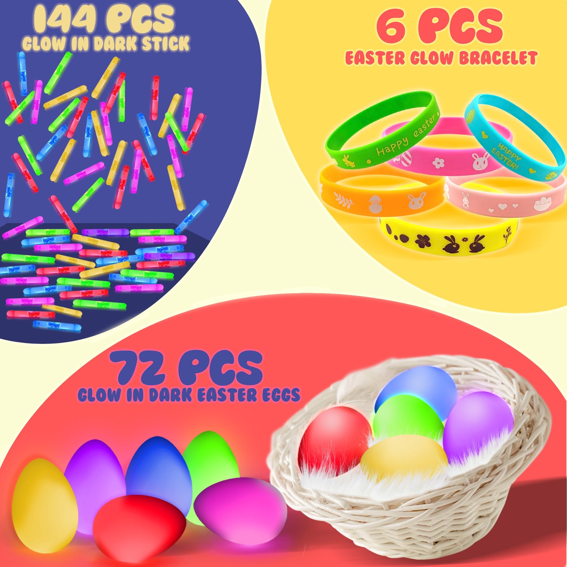 72pcs Mini Glow Sticks Prefilled Easter Eggs