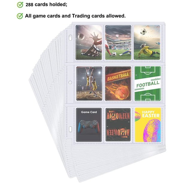 Trading Card Sleeves, Card Binder Sheets Card Storage Album Pages Holders