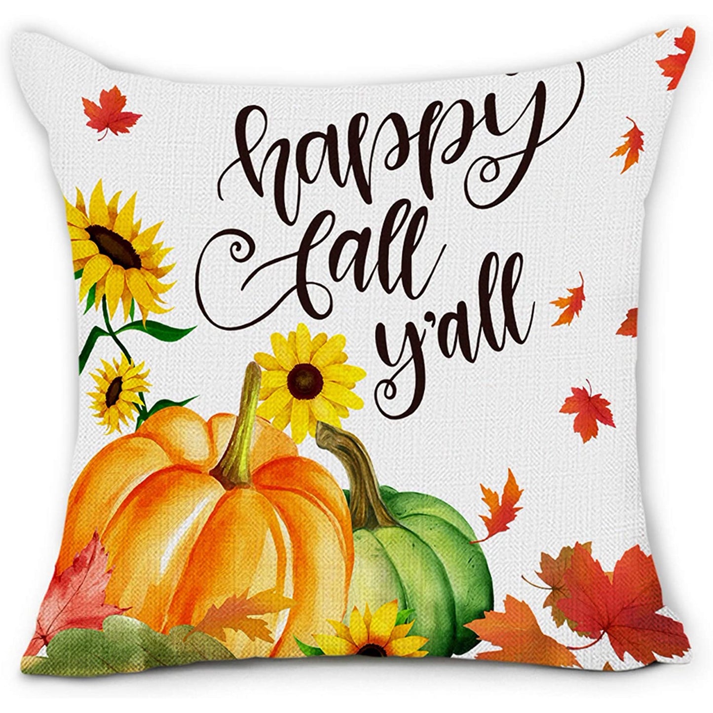Fall-Focused Home Accents: DecorX Pillow Covers - Set of 4, Showcasing Vibrant Pumpkin & Sunflower Artistry