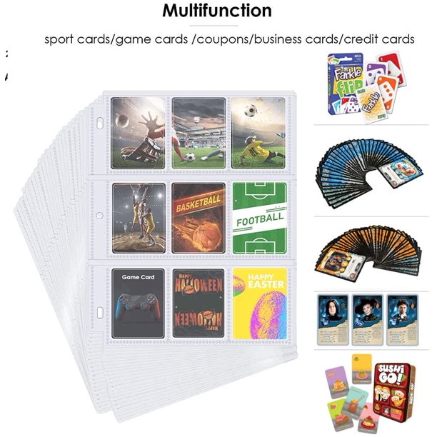Trading Card Sleeves, Card Binder Sheets Card Storage Album Pages Holders