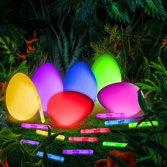Glowing Easter Eggs with Glow in the Dark Sticks