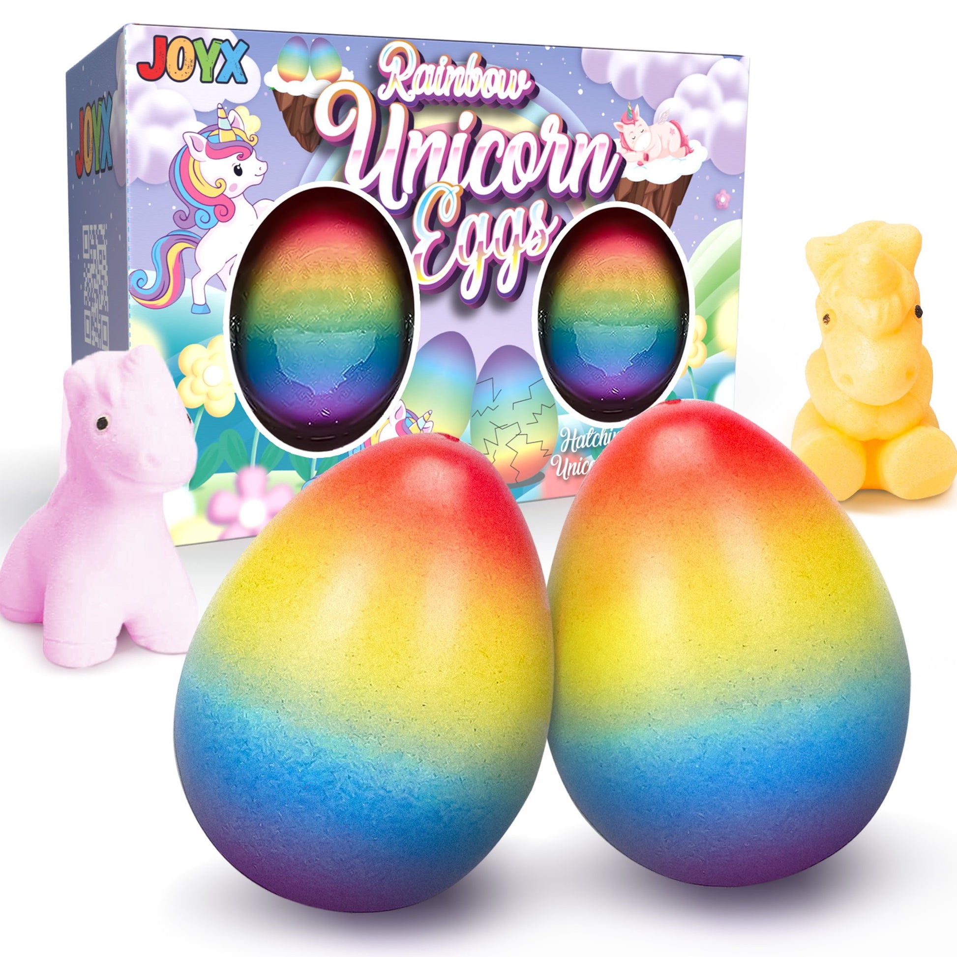 JoyX Rainbow Egg Hatching Toy 2pcs Unicorn w/Rainbow Shell