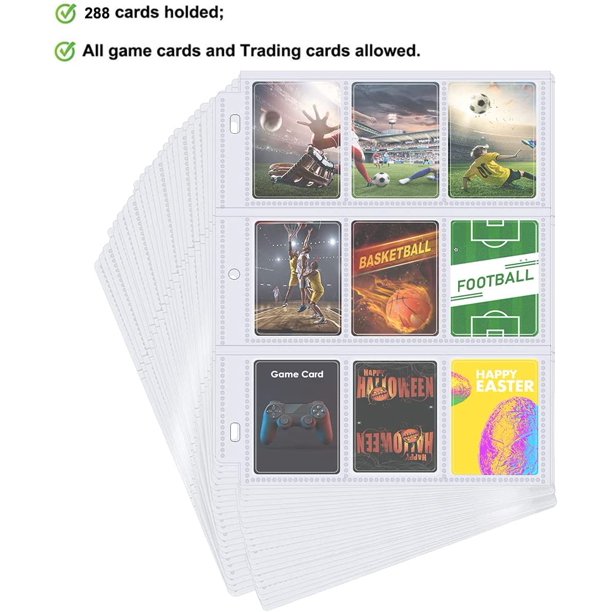 Trading Card Sleeves, Card Binder Sheets Card Storage Album Pages Holders