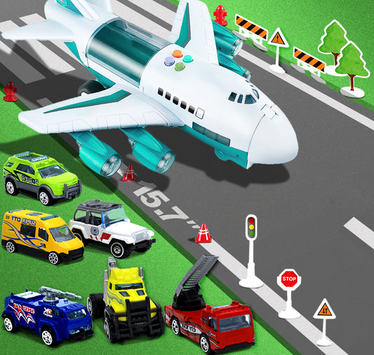 JoyX Educational Airplane Toy with City Cars for Kids