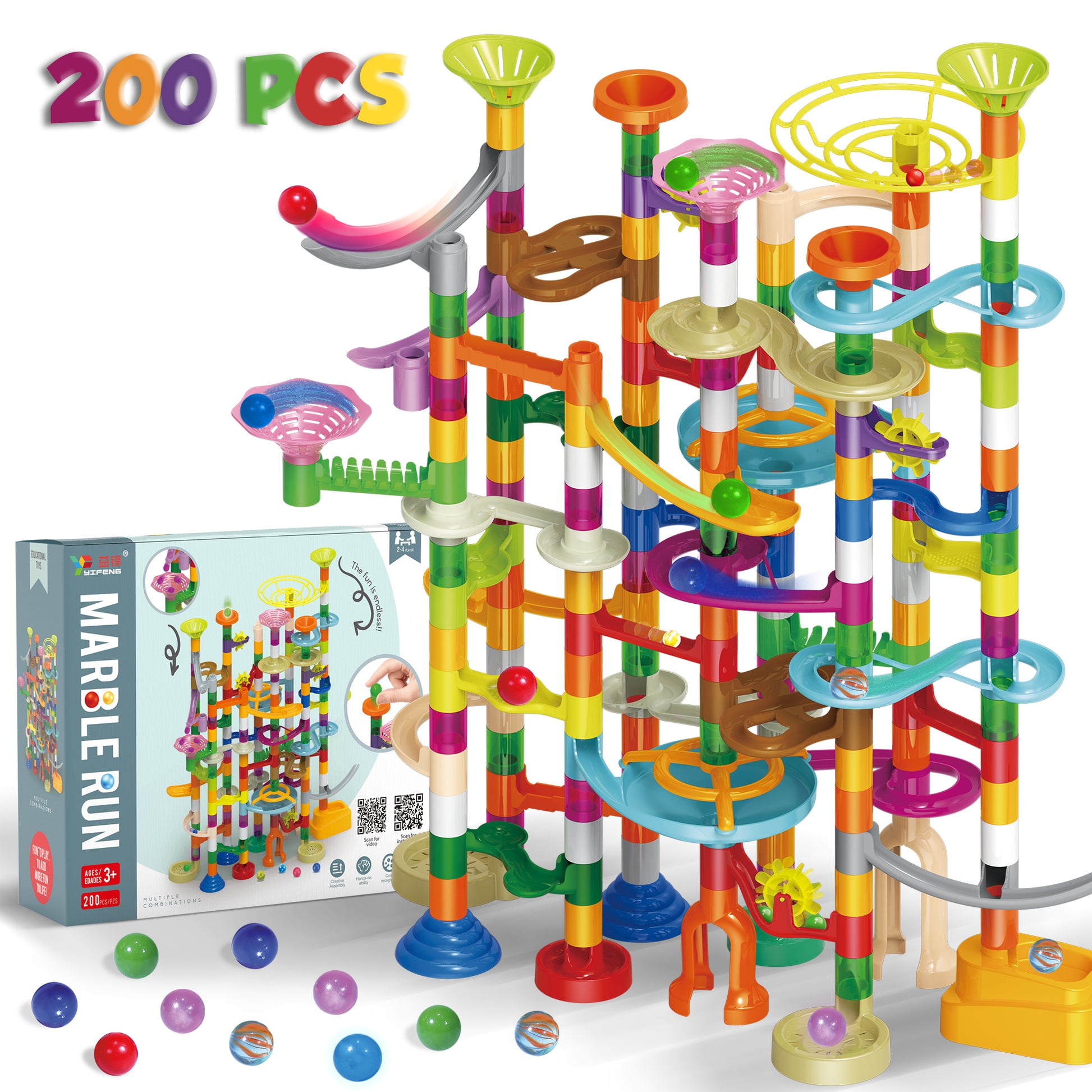Marble Run 200 Pcs Educational Toy Set, Construction Building Blocks – JoyX