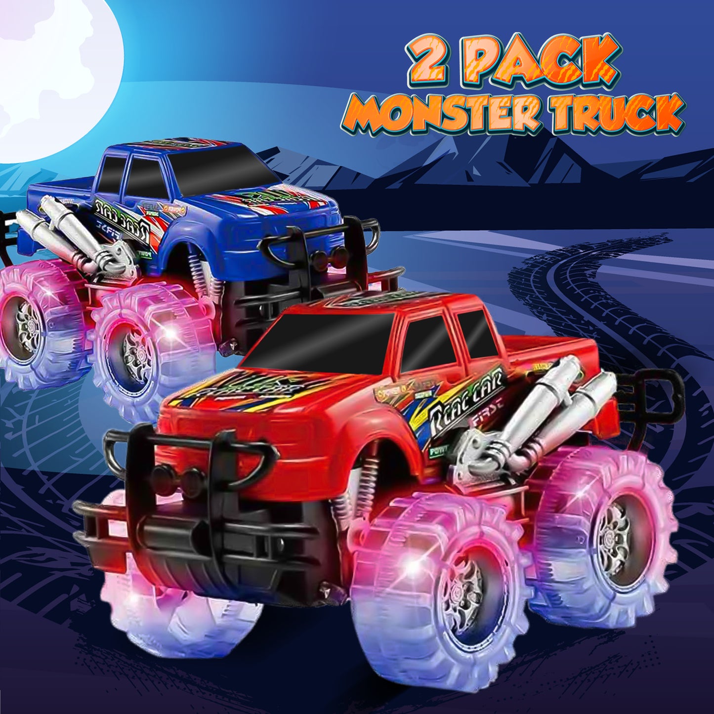 Monster truck toy with lights for kids